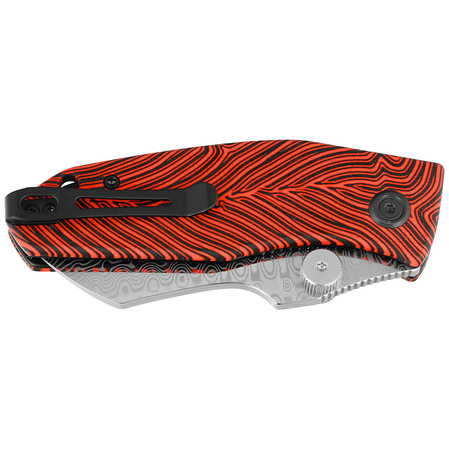 Kubey Knife Monsterdog Black/Red G10, Damascus by Dmitry Osarenko (KU337G)