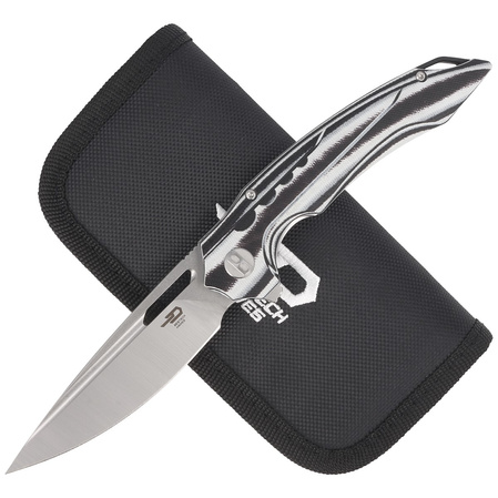 Bestech Knife Ornetta Carbon Fiber / White G10, Stonewash / Satin N690 by Kombou (BL02C)