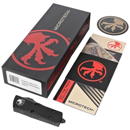 Nóż automatyczny OTF Microtech Mini Troodon D/E Black Aluminium, Black by Tony Marfione (238-1T)