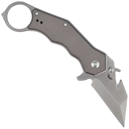 Civivi Amaroq Karambit Knife Gray Aluminum, Satin Nitro-V by Tony Sentmanat (C24018-1)