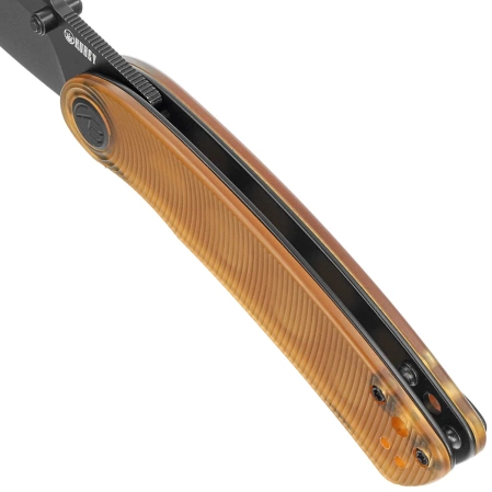 Kubey Knife Momentum Ultem, Black Stonewashed AUS-10 by Sherif Manganas (KU344N)