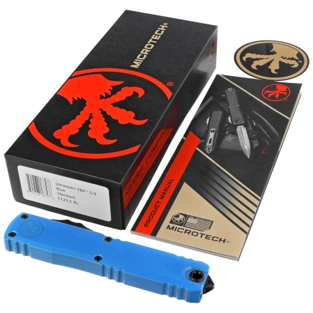 Microtech Ultratech Gen III ZBP S/E OTF Knife Blue Aluminum, Black M390MK by Tony Marfione (1121-1BL)