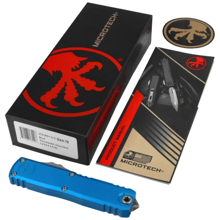 Nóż automatyczny OTF Microtech UTX-85 Gen IV S/E Blue Aluminium, Stonewashed M390MK by Tony Marfione (12314-10BL)