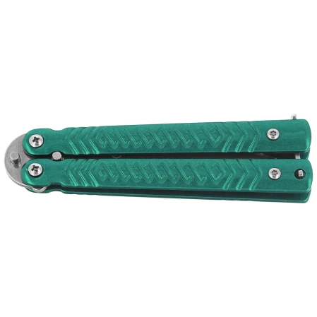 Nóż składany motylek Martinez Albainox Balisong Green Steel, Satin 3Cr13MoV (02228)