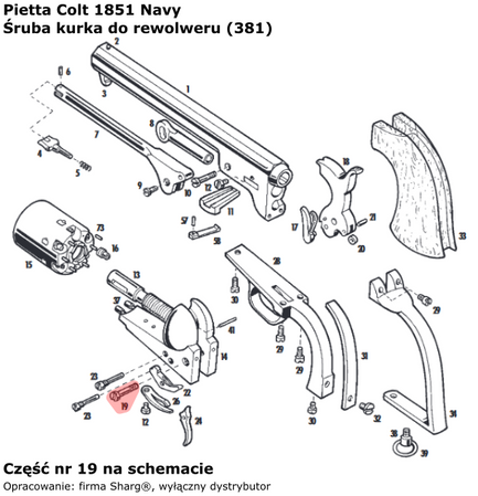Śruba kurka Pietta Colt Navy 1851, Army 1860, Navy 1861 (381)