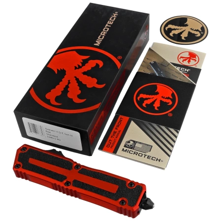 Nóż automatyczny OTF Microtech Scarab II Gen III D/E Red Aluminium, Black M390MK by Tony Marfione (1280-1RD)