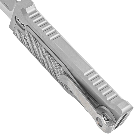 Reate Knife Mini EXO OTF Gravity Drop Point Bead Blasted Titanium/Black Micarta, Stonewashed CPM 3V