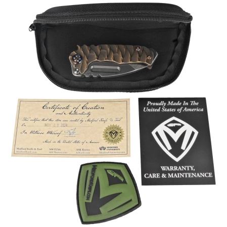 Medford Micro Praetorian T Tanto, Bronze ''Predator'' Titanium, Flm HW, Brsh/Flm Clip, Tumbled S45VN by Greg Medford (MK0084TT-36A1-TFCF-BN)