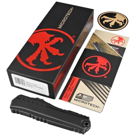 Microtech Cypher II D/E OTF Knife Black Aluminum, Tactical F/S M390MK by Deryk Munroe and Tony Marfione (1242-3T)