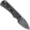 Civivi Knife Baby Banter Twill Carbon Fiber overlay on Black G10, Black Hand Rubbed Damascus by Ben Petersen (C19068S-DS1)