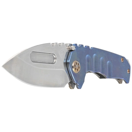 Medford Praetorian Genesis T Drop Point, Blue Titanium, Bronze HW, Std Clip, NP3 Breaker, Tumbled S45VN (MK029STD-37A1-T1CS-BN)