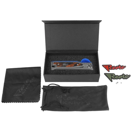 Nóż grawitacyjny Reate EXO-M OTF Gravity T/E Bead Blasted Titanium/Damascus Orange-Black G10, Satin Elmax