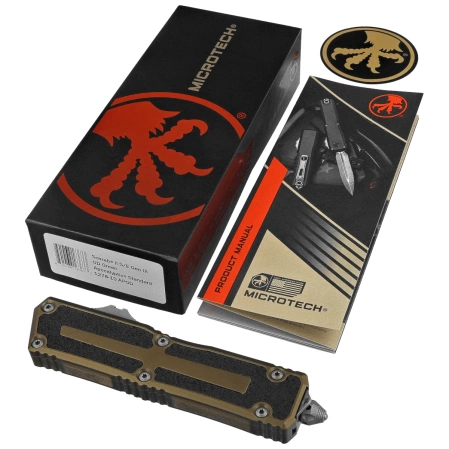 Microtech Scarab II Gen III S/E OTF Knife OD Green Aluminum, Apocalyptic M390MK by Tony Marfione (1278-10APOD)