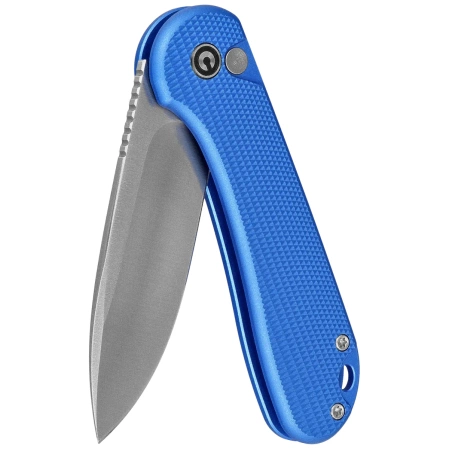Button Lock Elementum II Knife Blue Aluminum, Satin Nitro-V (C18062PD-2)