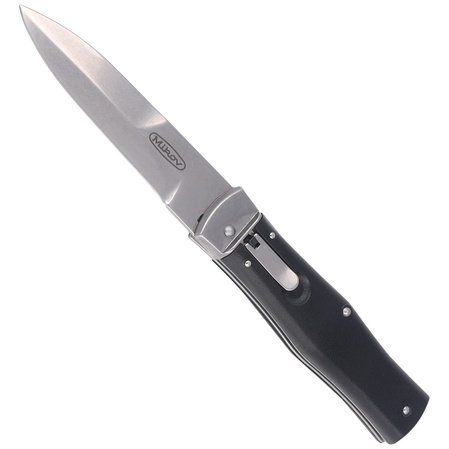 Nóż sprężynowy Mikov Predator Black ABS, Stonewashed N690 (241-BH-1/STN/KLIP)