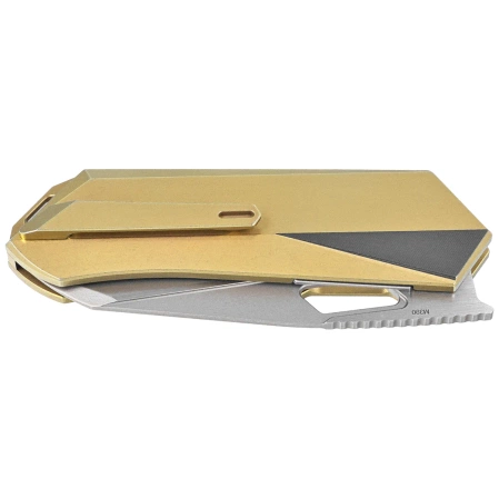 Remette RT-Woodpecker Knife Gold Titanium, Hand Grinding Pearlescent M390 (RTWP-G)