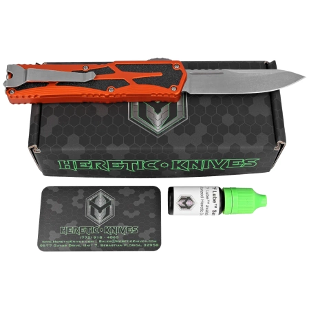 Heretic Knife Colossus SE Orange Aluminium, Stonewashed MagnaCut by Tony Marfione Jr.