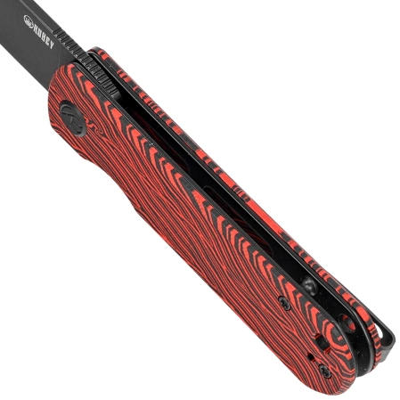 Kubey NEO Knife Red / Black Damascus G10, Blackwashed AUS-10 by Keanu Alfaro (KU371F)