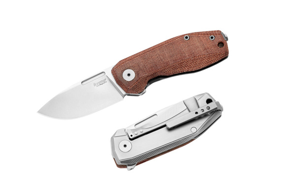 Nóż składany LionSteel Nano Natural Canvas Micarta, Satin MagnaCut (NA01 CVN)