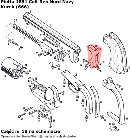 Kurek rewolwer Pietta 1851 Colt REB Nord Navy, 1860 Colt Army, 1861 Colt Navy (666)