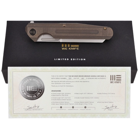 Nóż składany WE Knife Reiver LE No 223/260 Bronze Titanium, Silver Bead Blasted CPM S35VN (WE16020-3)