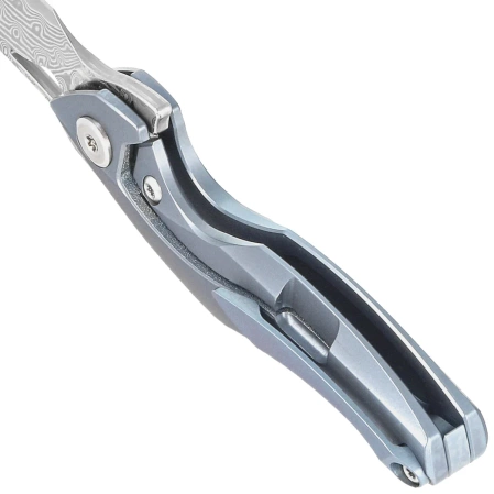 Bestech The Reticulan Neck Knife Blue Titanium, Damascus by Elijah Isham (BT1810H)