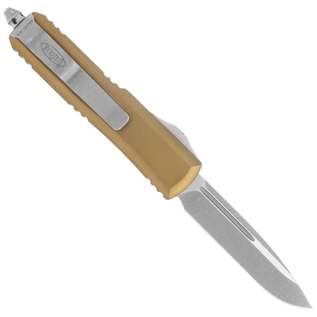 Microtech UTX-85 S/E OTF Knife Tan Aluminum, Apocalyptic M390 (231-10APTA)