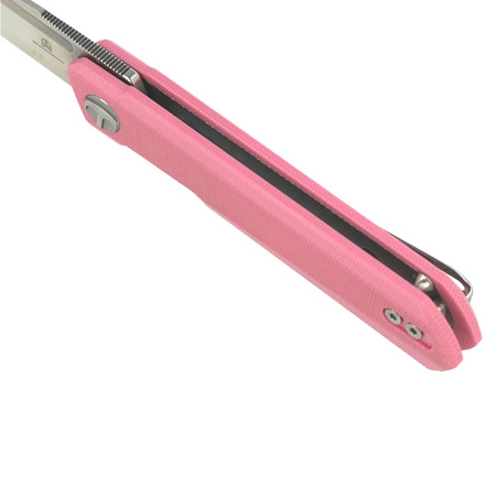 Bestechman Knife Mini Dundee Pink G10, Stonewashed / Satin D2 by Ostap Hel (BMK03B)