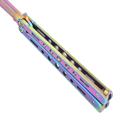 Third Decor Habitat Balisong Rainbow Stainless Steel, Rainbow 420 Butterfly Knife (K2099)