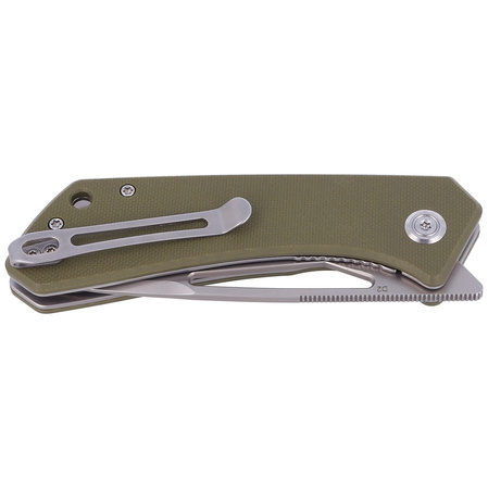 Nóż składany Kubey Thalia Green G10, Beadblasted D2 (KU331D)