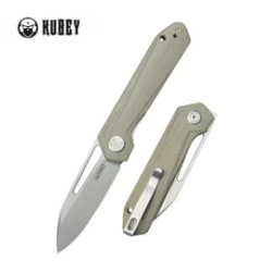 Kubey Royal Knife Tan G10, Stonewashed 14C28N by Colin Maisonpierre (KU321Q)