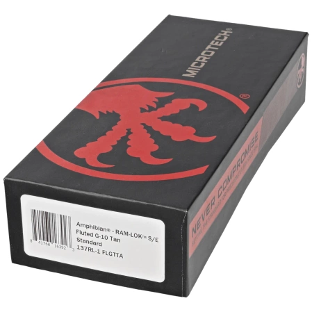 Nóż składany Microtech Amphibian Ram-Lok S/E Tan Fluted G10, Black M390MK by Tony Marfione (137RL-1FLGTTA)