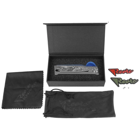 Nóż grawitacyjny Reate EXO-M Gravity Drop Point Bead Blasted Titanium/Damascus Black-White G10, Satin Elmax