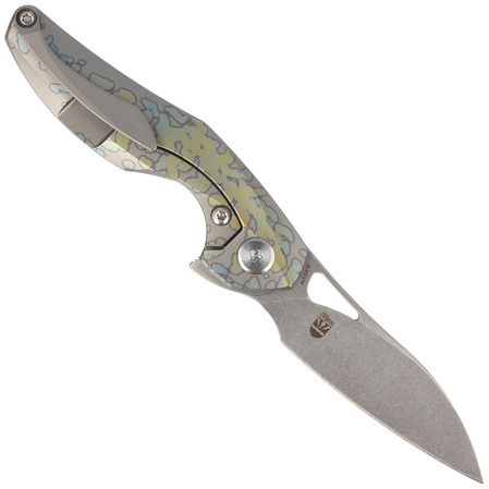 Bestech The Reticulan Neck Knife Grey/Colorful Titanium, Stonewashed/Satin CPM S35VN by Elijah Isham (BT1810E)