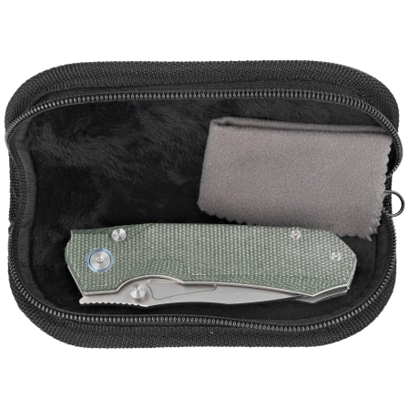 Remette Rhino MC319G Knife Military Green Micarta, Stonewashed 14C28N