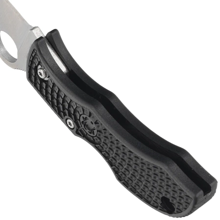 Spyderco Manbug Leaf Black Lightweight FRN, Satin Plain VG-10 by Sal Glesser (MBKLFP)