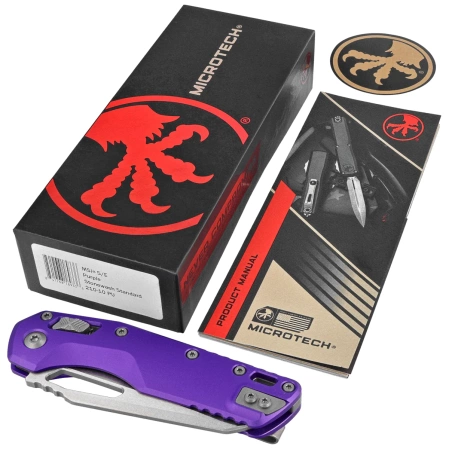 Microtech MSI S/E Knife Purple Aluminum, Stonewashed M390MK by Tony Marfione (210-10PU)