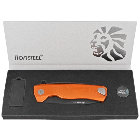 Nóż składany LionSteel ROK Orange Aluminium, Black M390 by Molletta (ROK A OB)