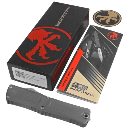 Nóż automatyczny OTF Microtech Combat Troodon Gen III T/E Natural Clear Aluminium, Stonewashed M390MK by Tony Marfione (1144-10NC)