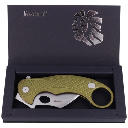 Nóż składany LionSteel L.E.One Karambit Green Aluminium, Stonewashed MagnaCut by Emerson Design (LE1 A GS)