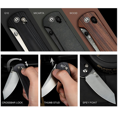 Civivi Yonder Knife Dark Green Canvas Micarta, Black Stonewashed 14C28N by Zac Whitmore (C23073B-1)