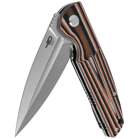 Bestech Knife Fin Black / Orange / Beige G10, Satin 14C28N (BG34C-1)