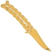 Third Decor Habitat Balisong Chain Gold Titanium Stainless Steel, Gold Titanium 420 Butterfly Knife (K2819D)