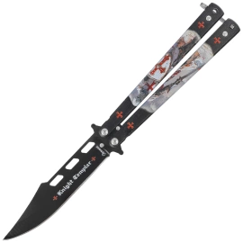 Martinez Albainox Balisong Knife Black Templar 3D Design Steel, Black 3Cr13Mov (02269)