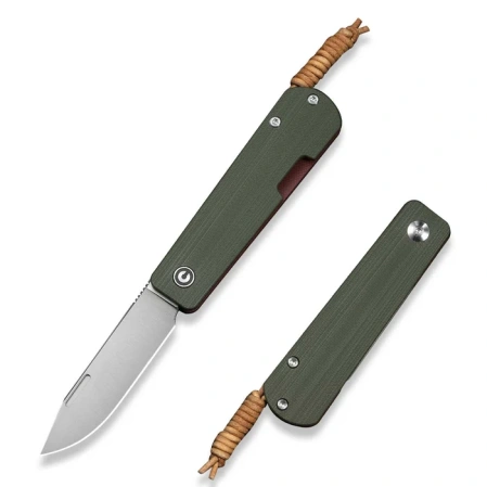 Civivi Slippy Sendy Knife Green-Red G10, Satin Nitro-V by Ben Petersen (C24075B-1)