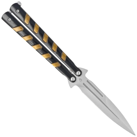 Third Decor Habitat Balisong Black/Bronze Stainless Steel, Satin 420 Butterfly Knife (16100Y)