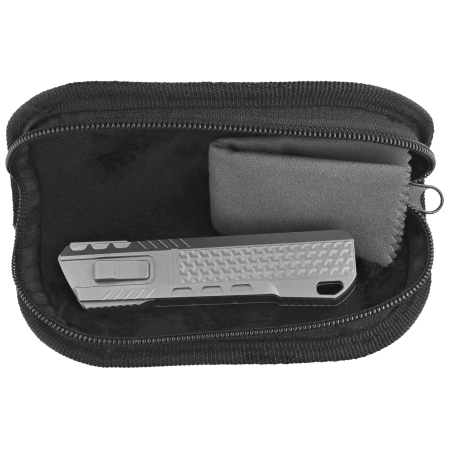 Nóż grawitacyjny Remette RT-Sharp Leopard Titanium, Manual Fine Grinding Pearlescent/Manual Wire Drawing M390 (ZL301A)