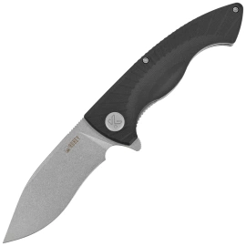 Kubey Timberwolf Knife Black G10, Stonewashed 14C28N (KU208D)