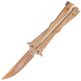 Nóż składany motylek Martinez Albainox Balisong, RainGold Finish (02165)