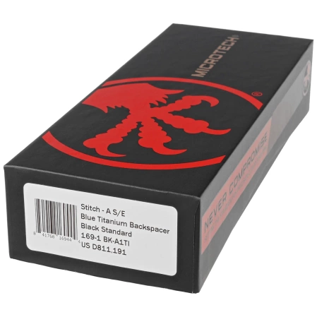 Nóż automatyczny Microtech Stitch-A S/E Black Aluminium, Blue Ti HW, Black M390 by Borka Blades and Tony Marfione (169-1BK-A1TI)